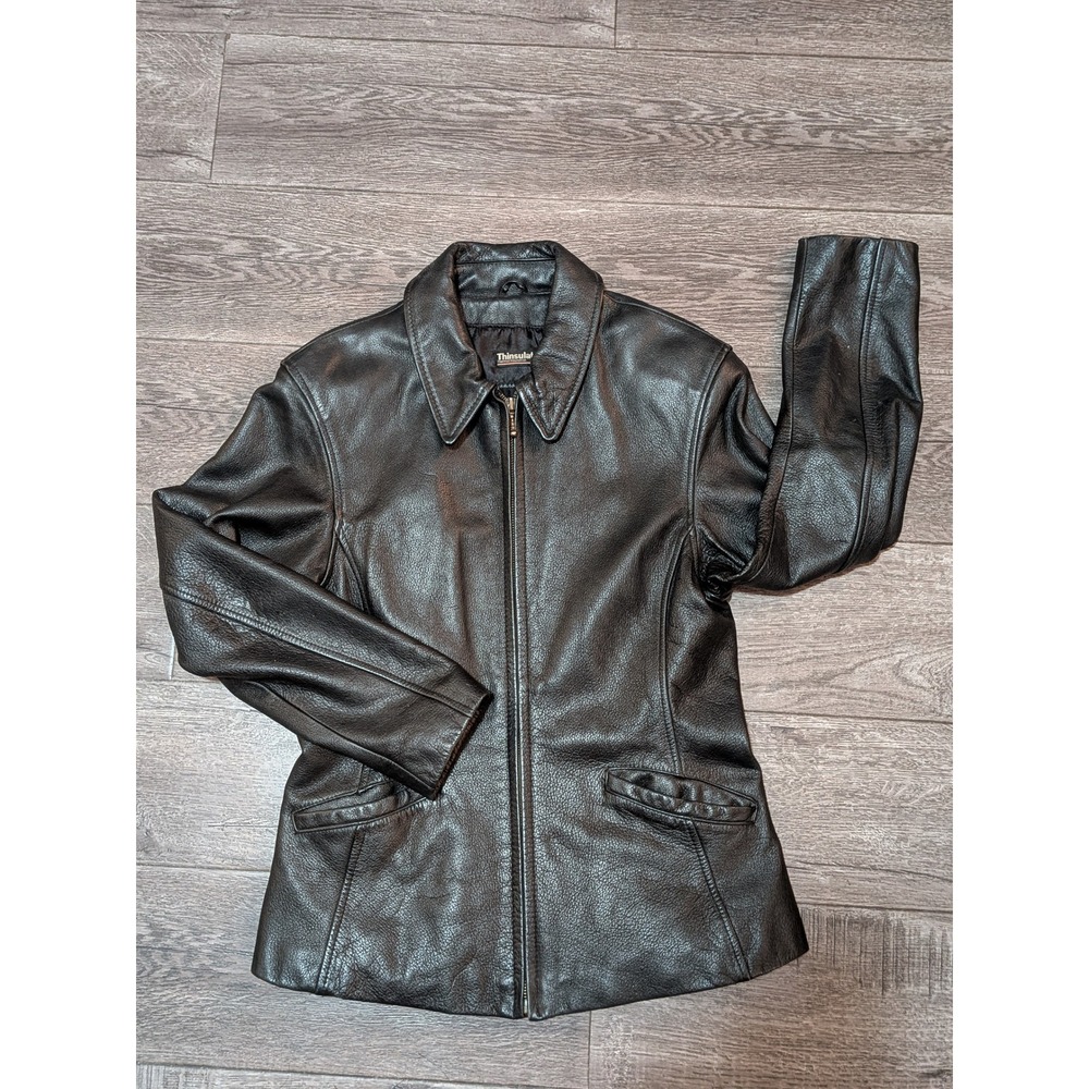 Wilsons The Leather Experts Womens Black Leather Thinsulate Jacket Size M